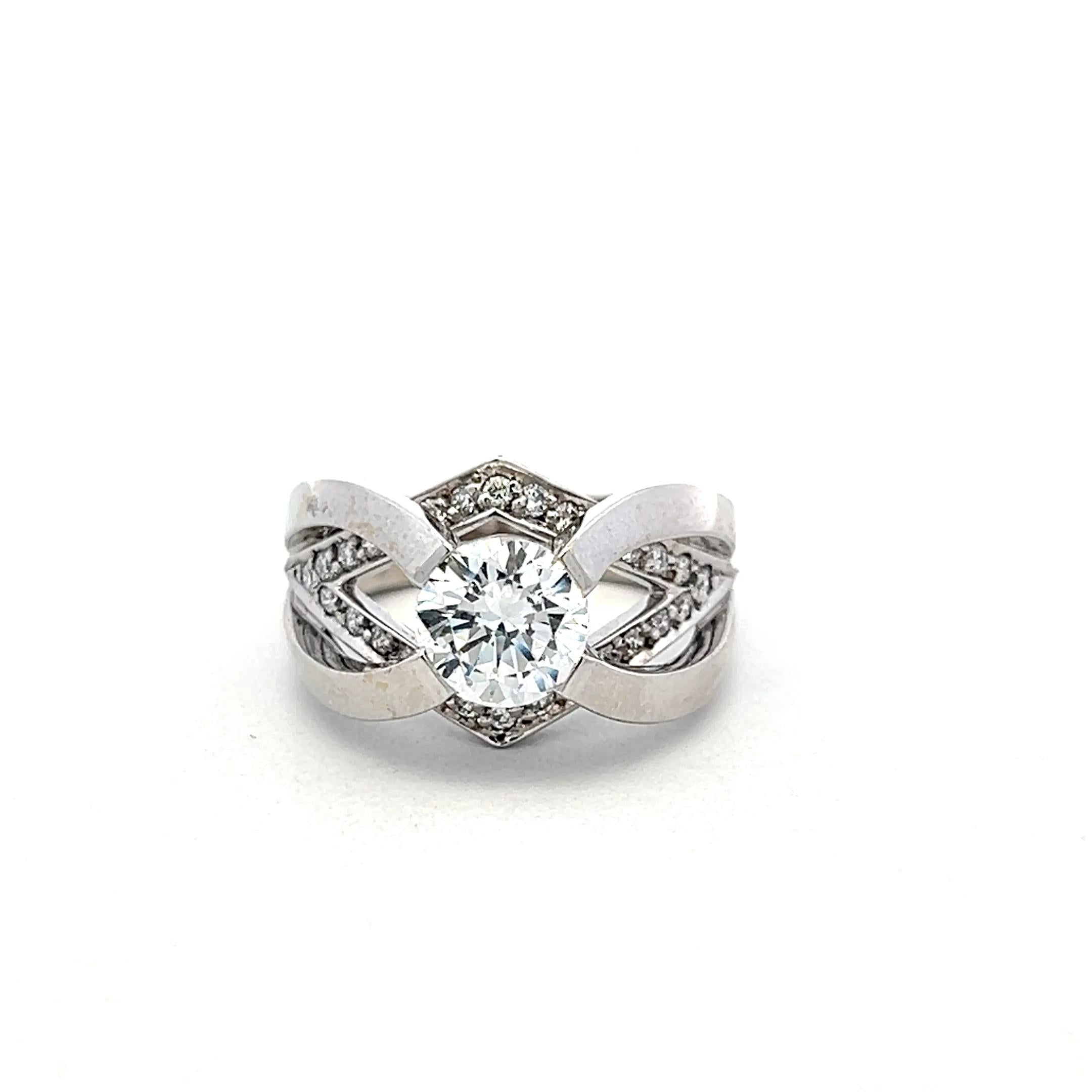 14K White Gold Engagement Ring 0.36ct Natural and 1.20 Ct Lab-Grown Diamonds