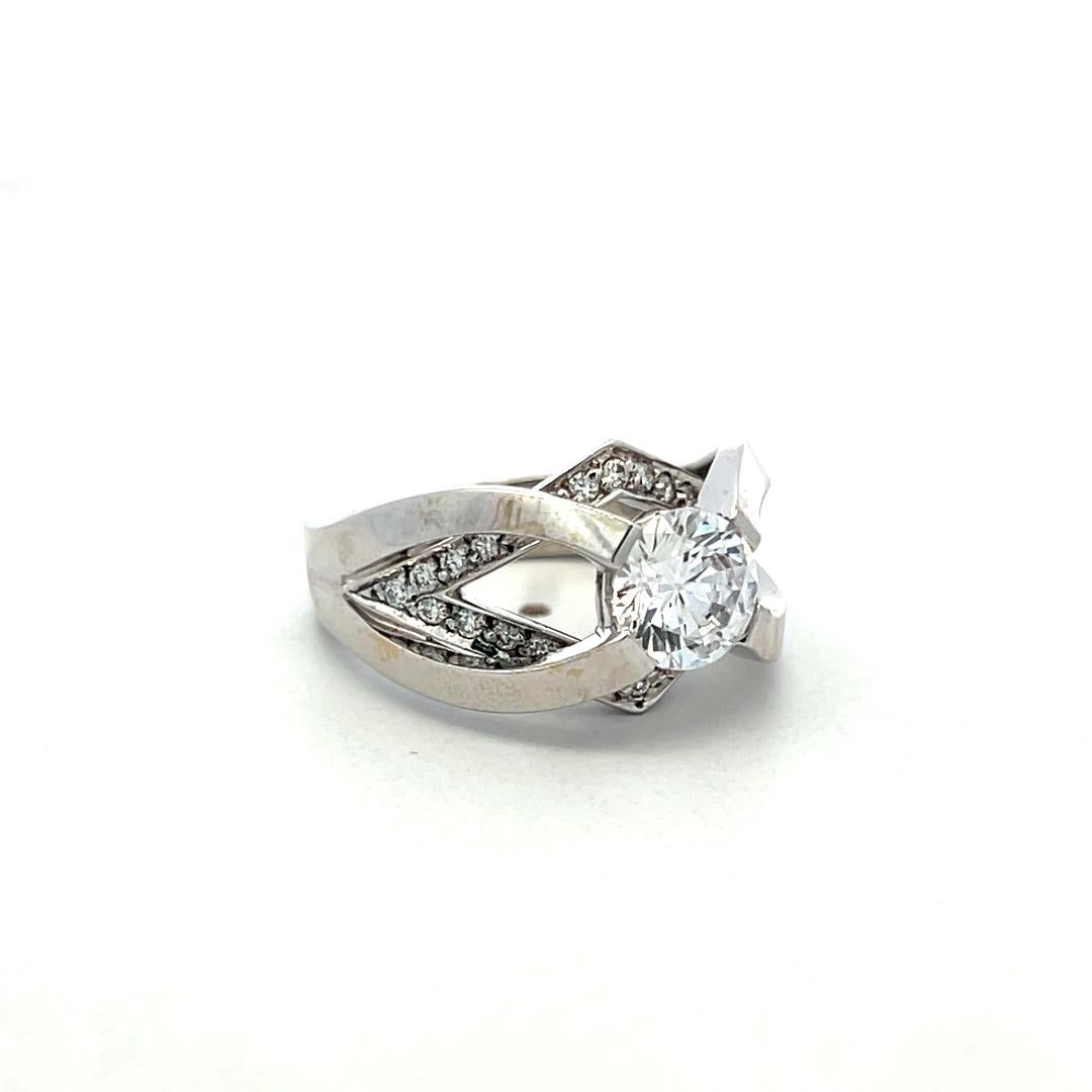 14K White Gold Engagement Ring 0.36ct Natural and 1.20 Ct Lab-Grown Diamonds