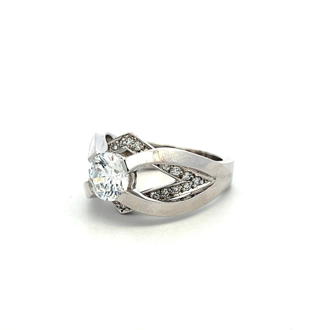 14K White Gold Engagement Ring 0.36ct Natural and 1.20 Ct Lab-Grown Diamonds