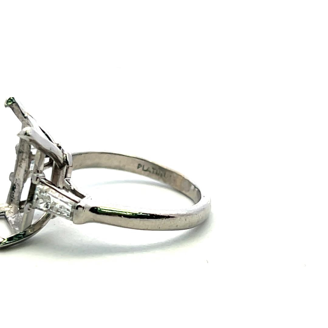 Platinum Semi Mount Ring 0.63 Carat Tapered Baguette Diamonds Fits 2.4x8.8mm
