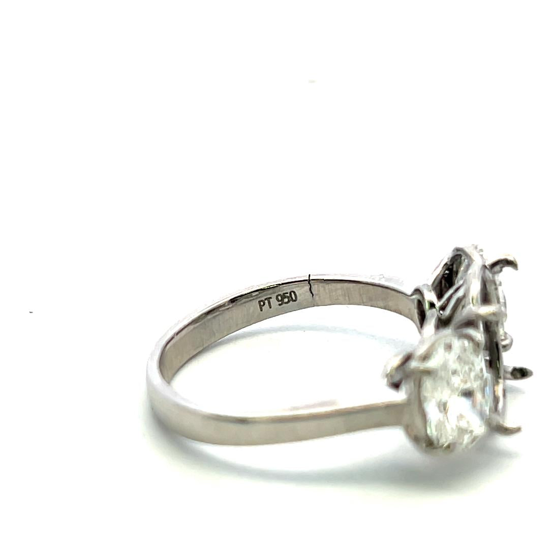 Platinum Semi Mount Ring with 1.43ct Oval GIA Diamonds Fits 10x8 MM 3.00ct