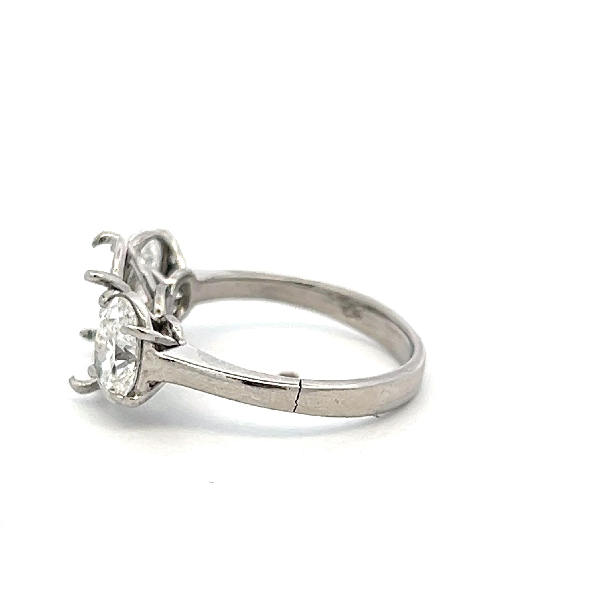 Platinum Semi Mount Ring with 1.43ct Oval GIA Diamonds Fits 10x8 MM 3.00ct