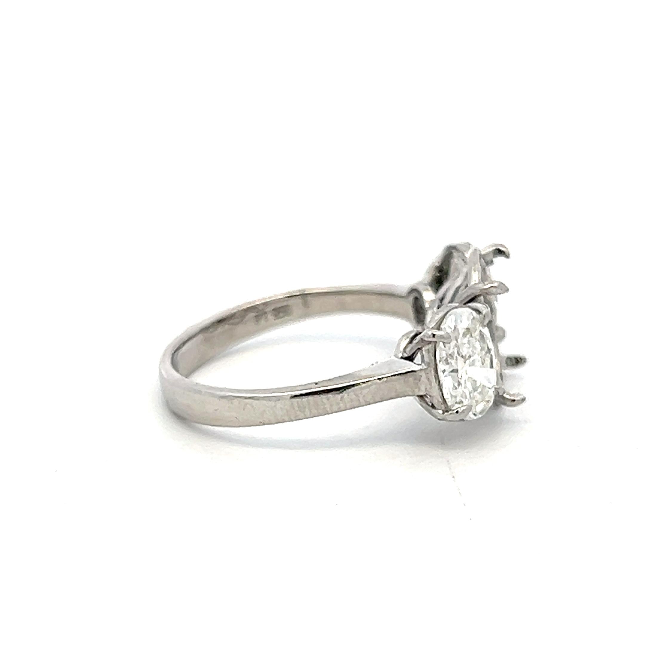Platinum Semi Mount Ring with 1.43ct Oval GIA Diamonds Fits 10x8 MM 3.00ct