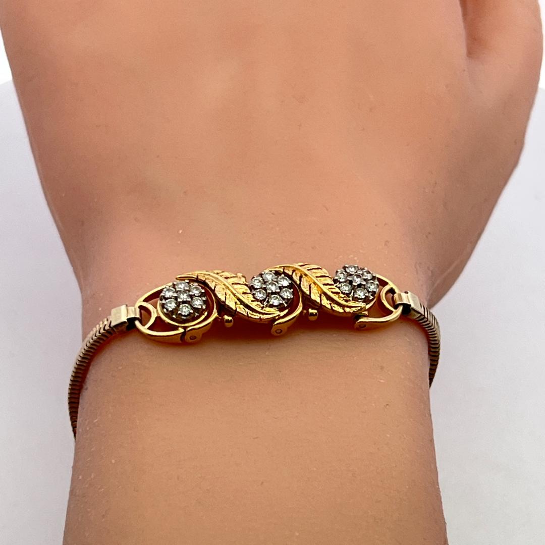 Vintage 18K Yellow Gold Link Bracelet with 0.5 Carat Round I SI Diamonds
