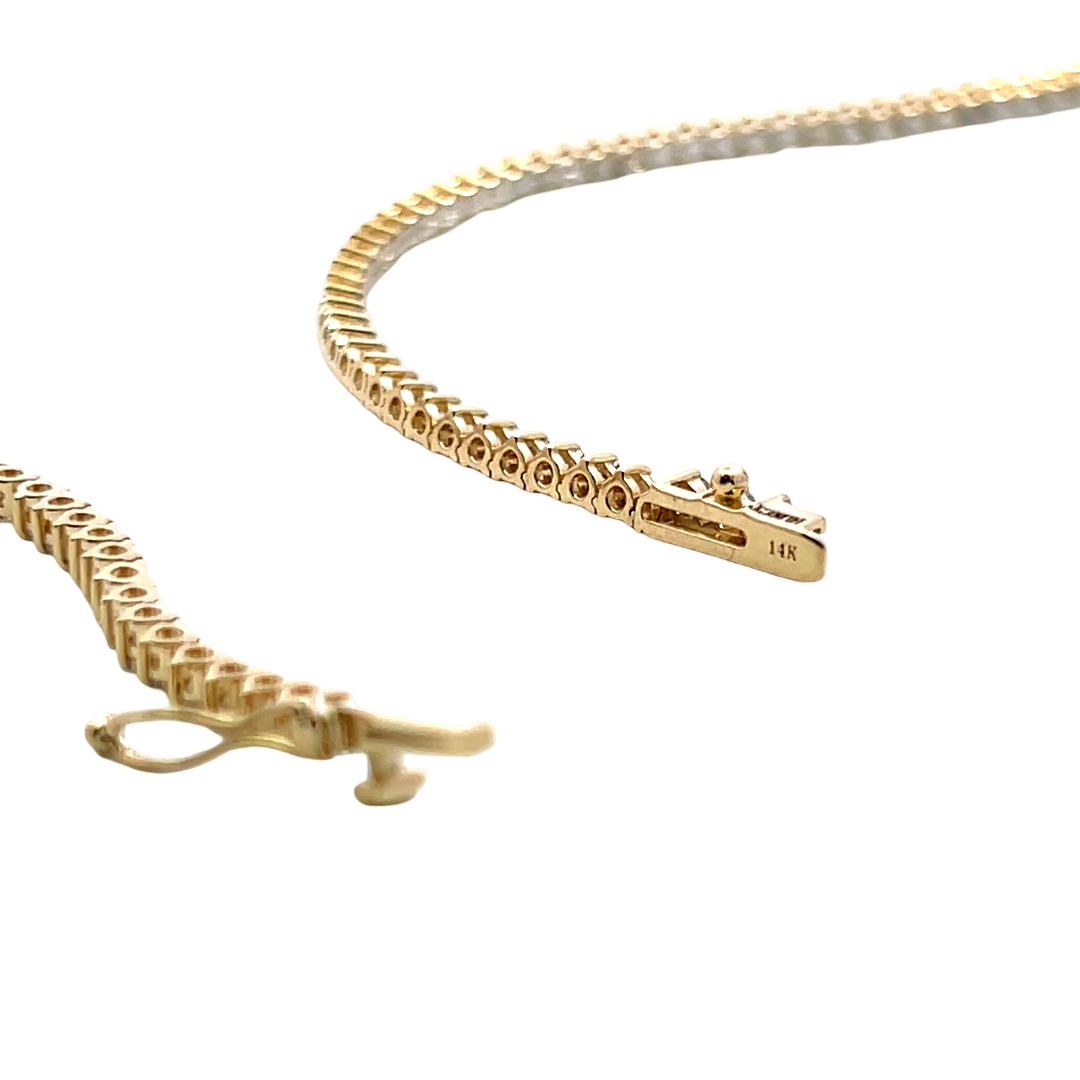 14K Yellow Gold Riviera Necklace with 4.05 Carat Round G SI Diamonds 17 Inch
