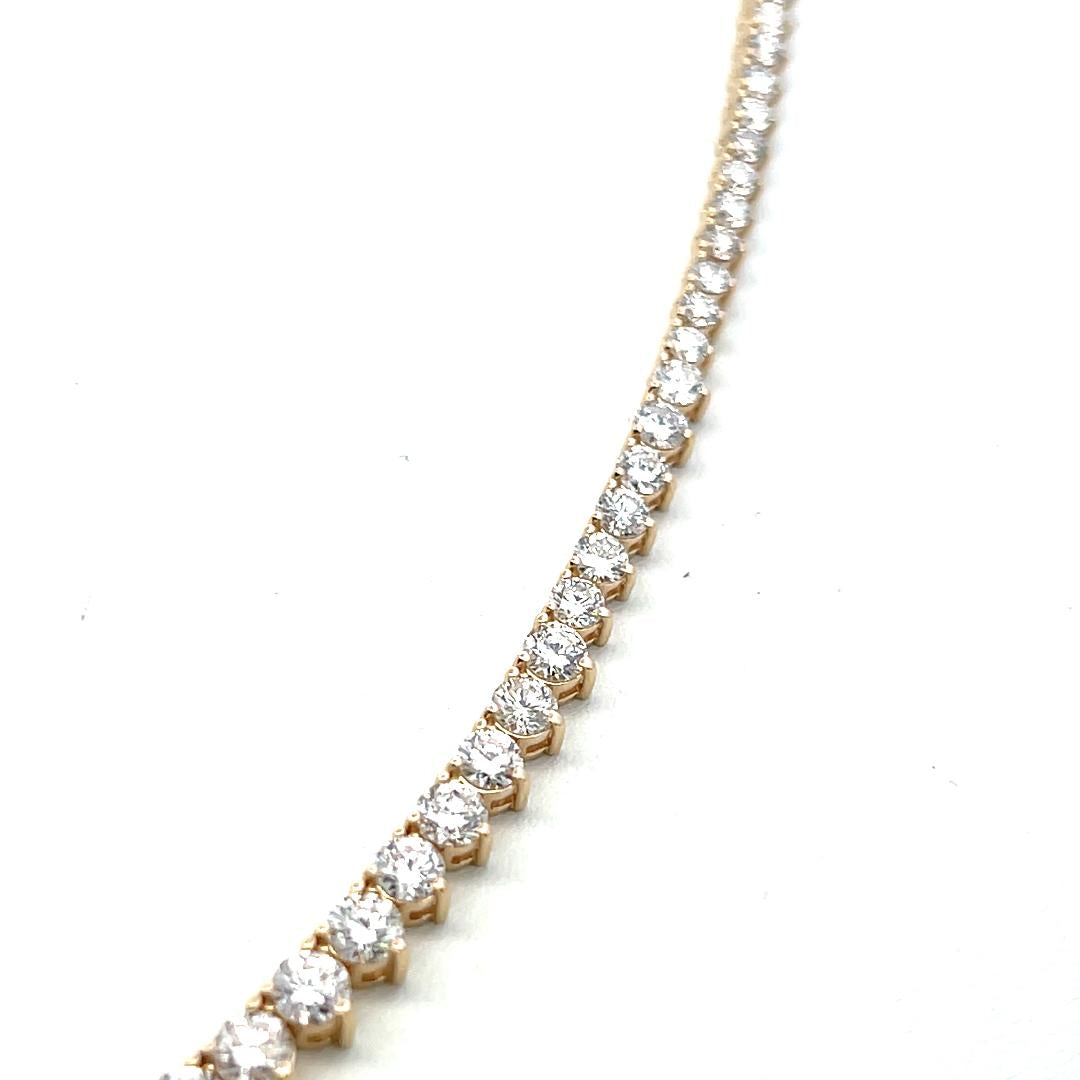 14K Yellow Gold Riviera Necklace with 4.05 Carat Round G SI Diamonds 17 Inch