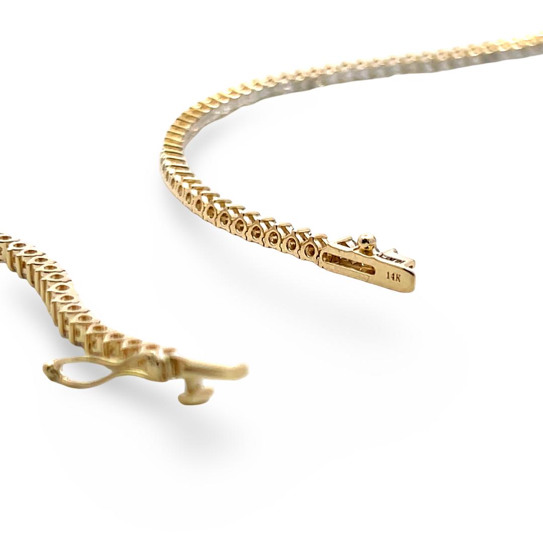 18K Yellow Gold Riviera Necklace with 8.83 Carat Round G SI Diamonds 17 Inch