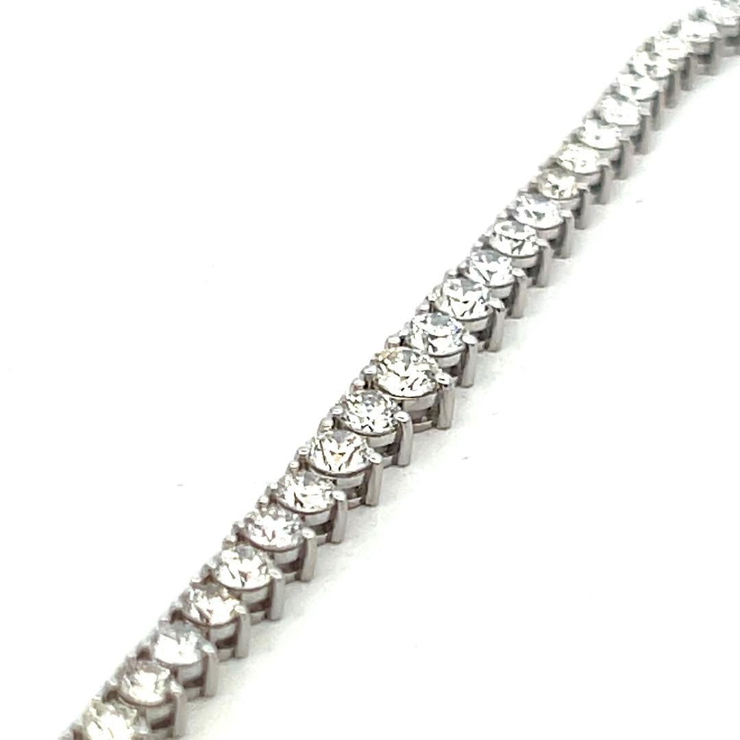 Vintage 14K White Gold Riviera Necklace with 9.26 Carat Round Diamonds 17 Inch