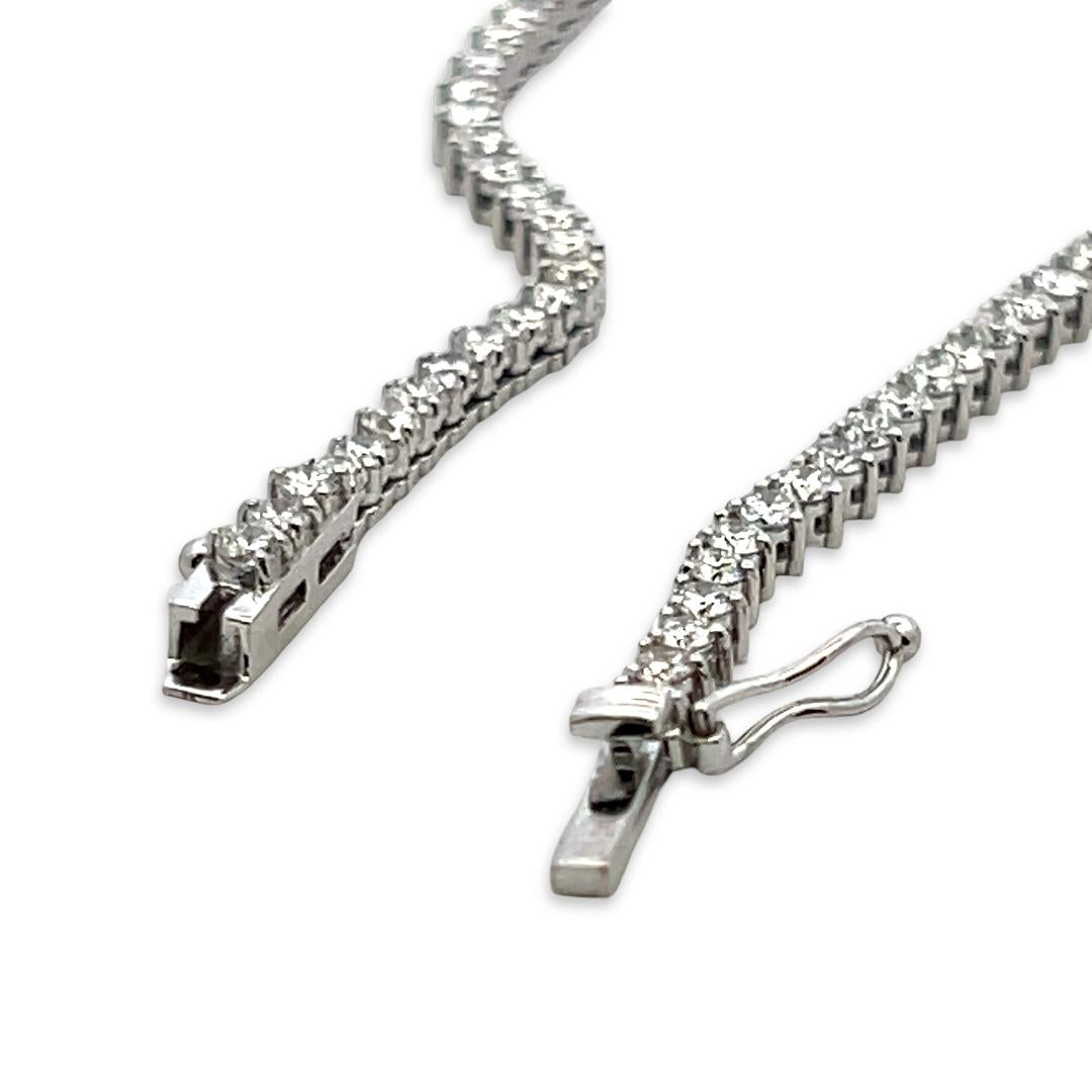 Vintage 14K White Gold Riviera Necklace with 9.26 Carat Round Diamonds 17 Inch