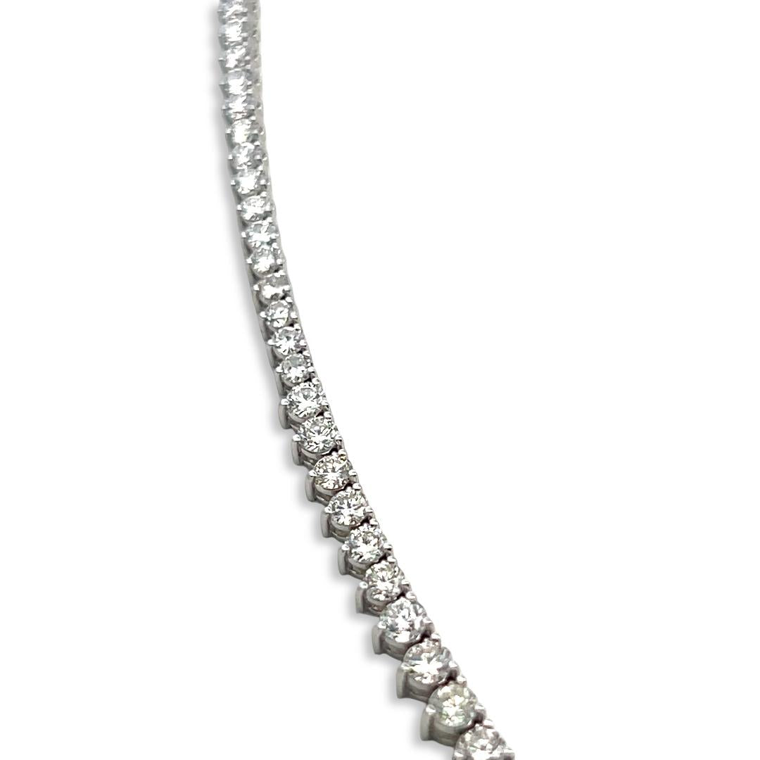 Vintage 14K White Gold Riviera Necklace with 9.26 Carat Round Diamonds 17 Inch