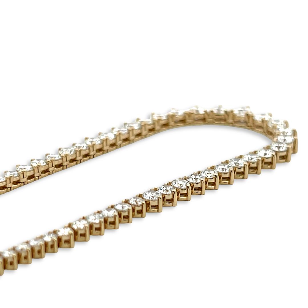 Vintage 14K Yellow Gold Riviera Necklace with 8.18 Carat Round Diamonds 17 Inch