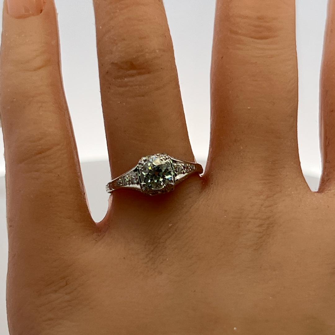 Platinum Engagement Ring with 0.99ct Old European Cut Diamonds D SI2 GIA