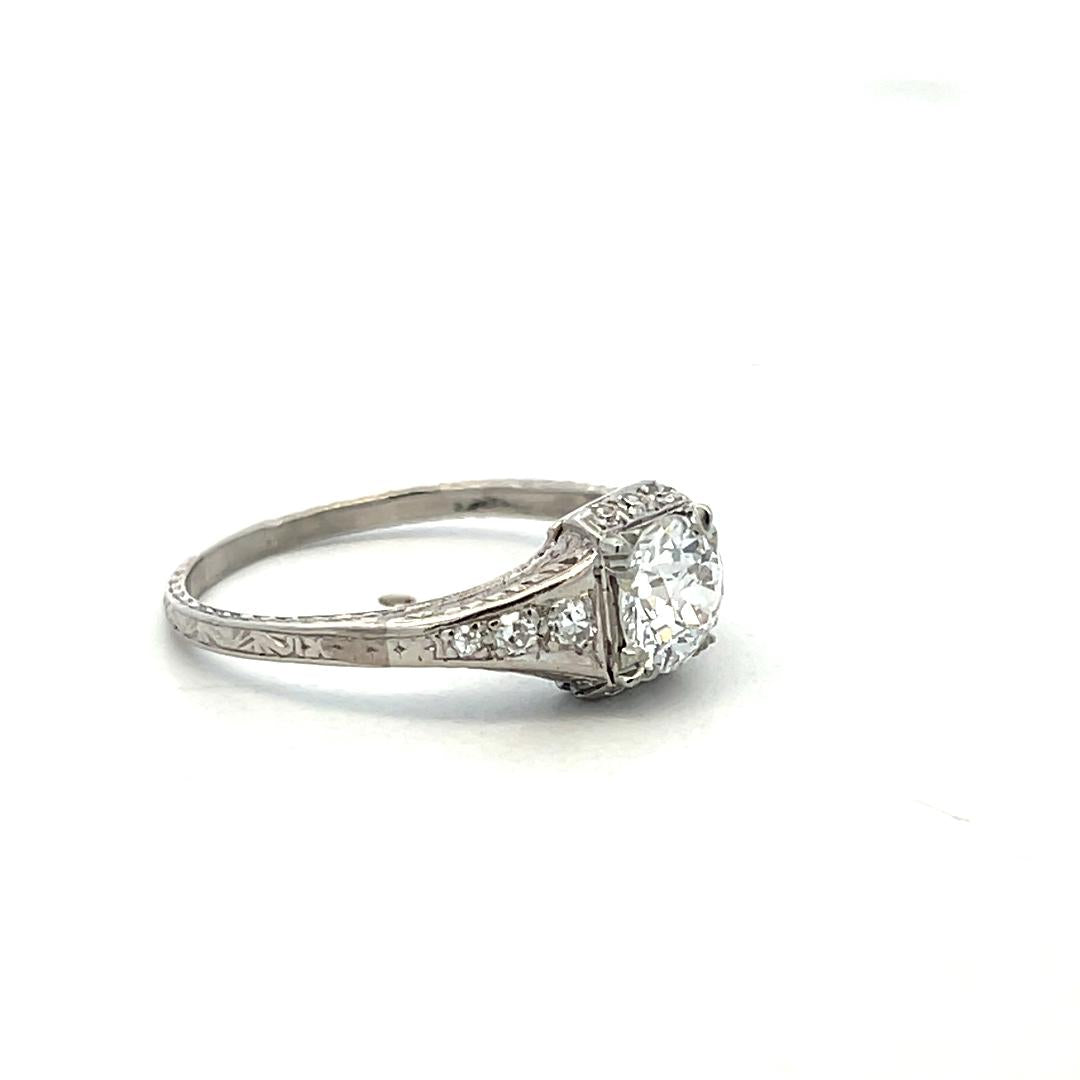 Platinum Engagement Ring with 0.99ct Old European Cut Diamonds D SI2 GIA