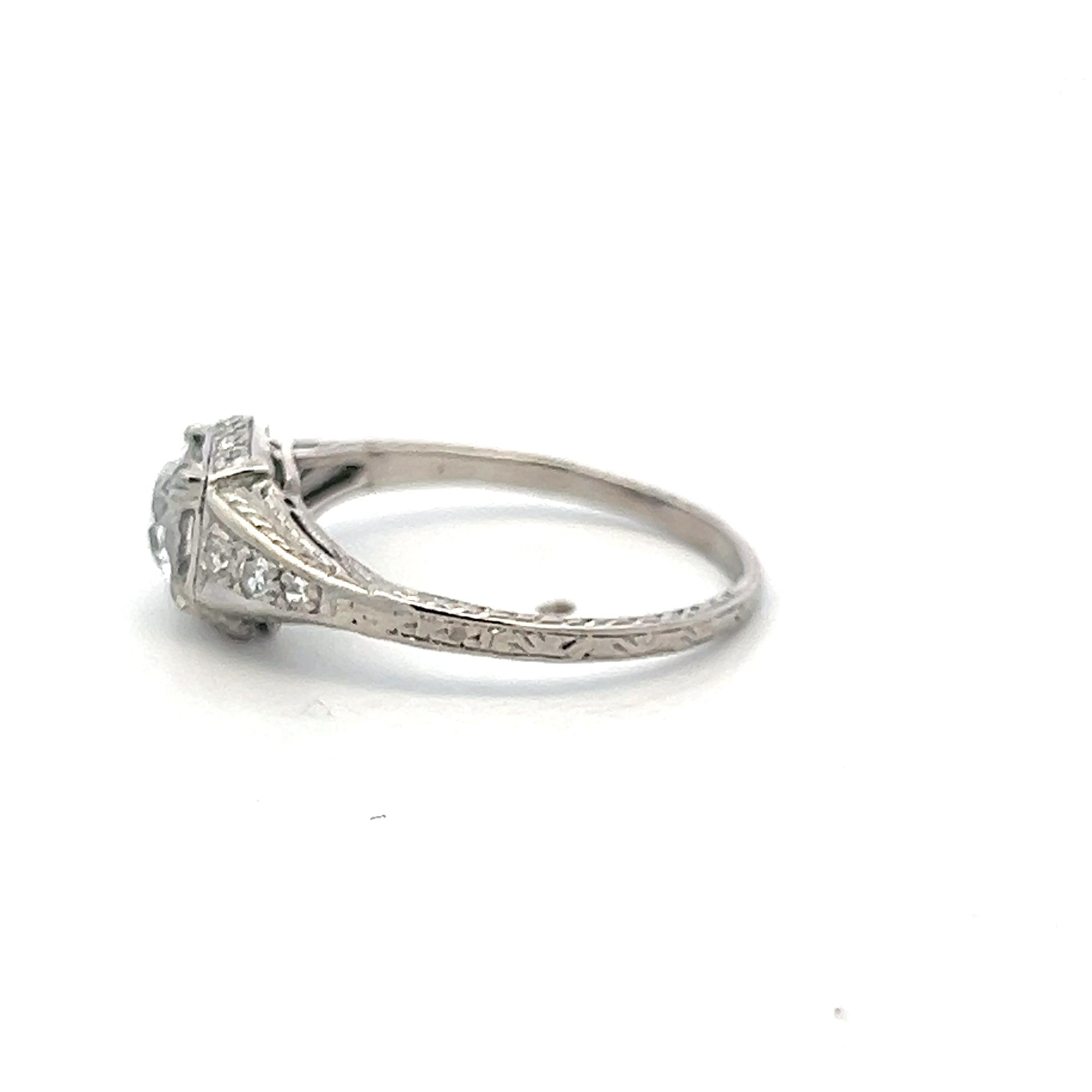Platinum Engagement Ring with 0.99ct Old European Cut Diamonds D SI2 GIA