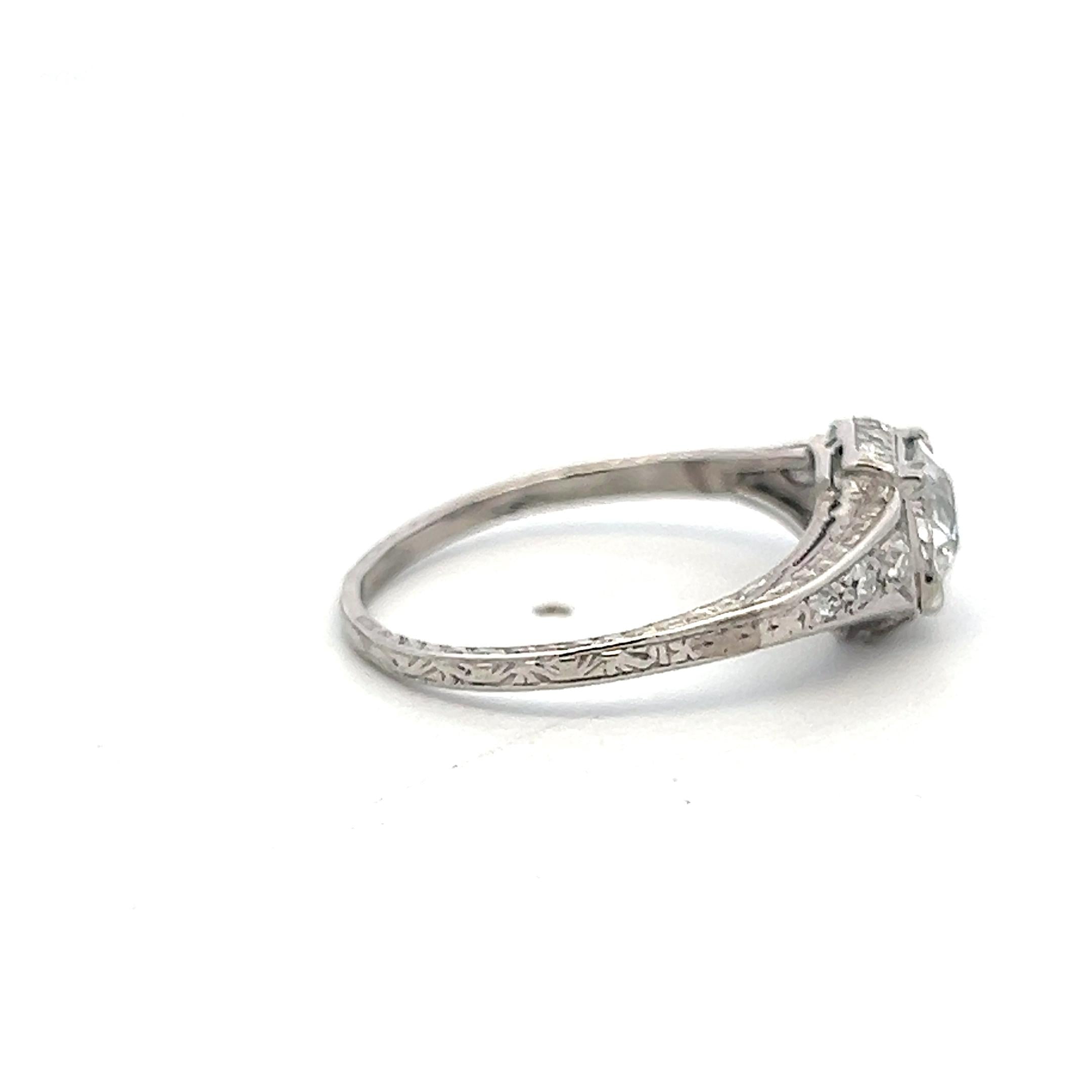 Platinum Engagement Ring with 0.99ct Old European Cut Diamonds D SI2 GIA