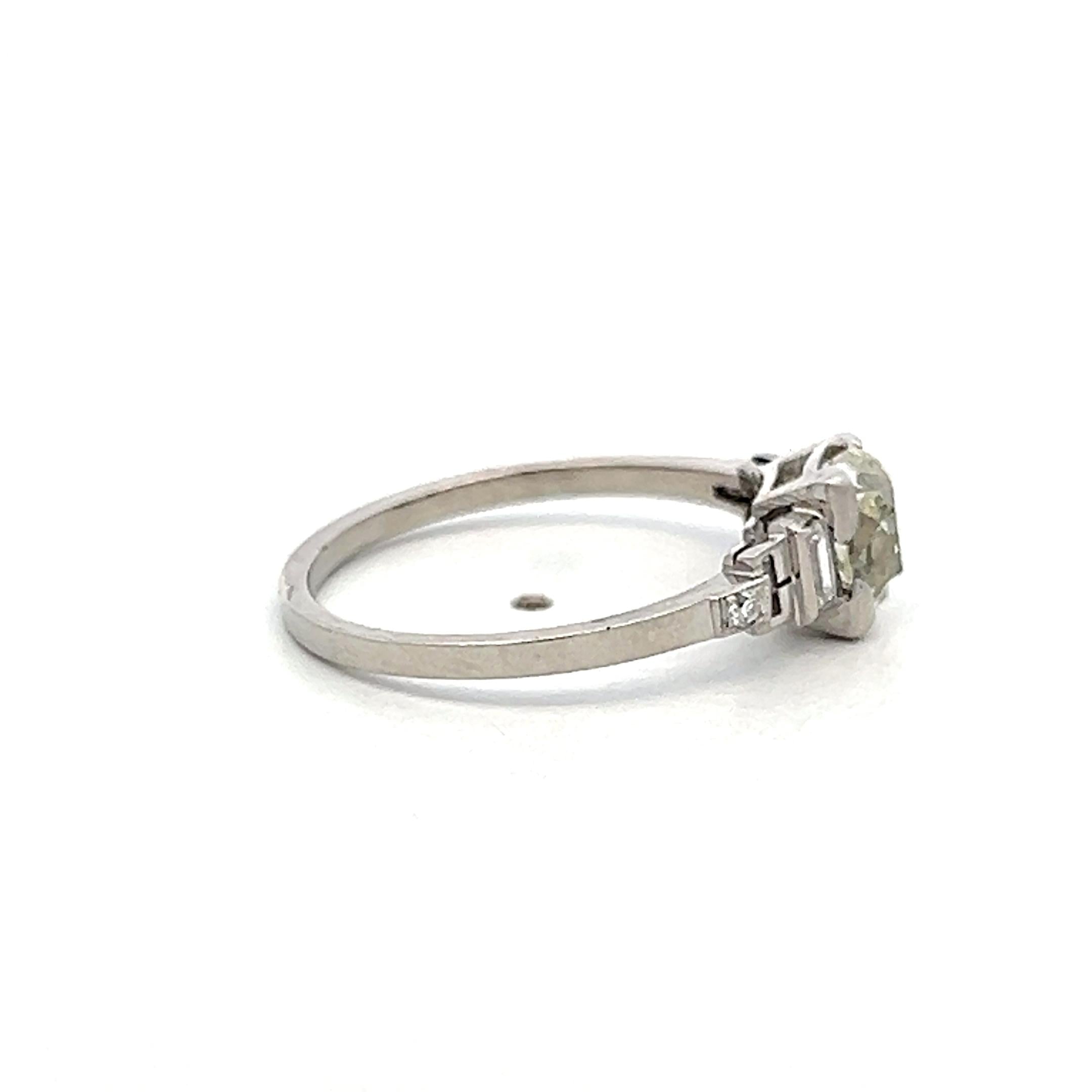 Platinum Engagement Ring with 1.36ct Old Miner & Mixed Cut Diamonds N SI1 GIA