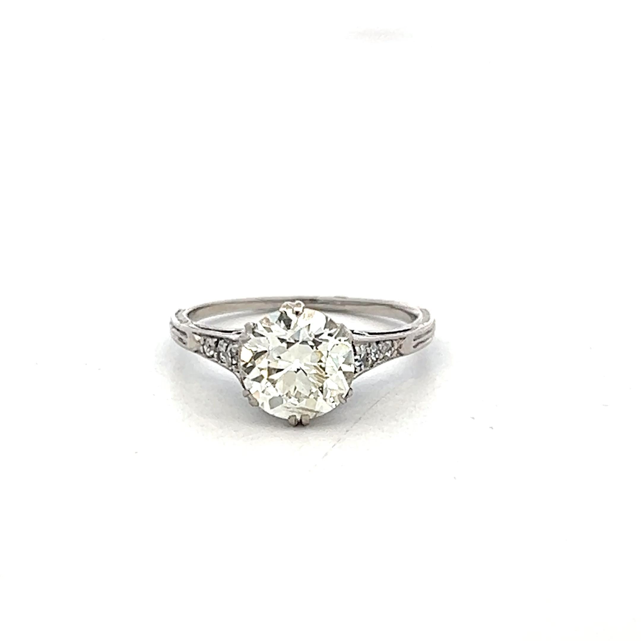 Platinum Engagement Ring with Total 1.44ct Circular & Round Diamonds M I2 GIA