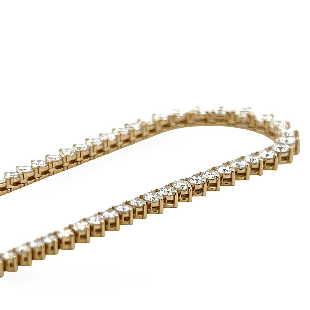 Vintage 14K Yellow Gold Riviera Necklace with 10.80 Carat Round Diamonds 17 Inch