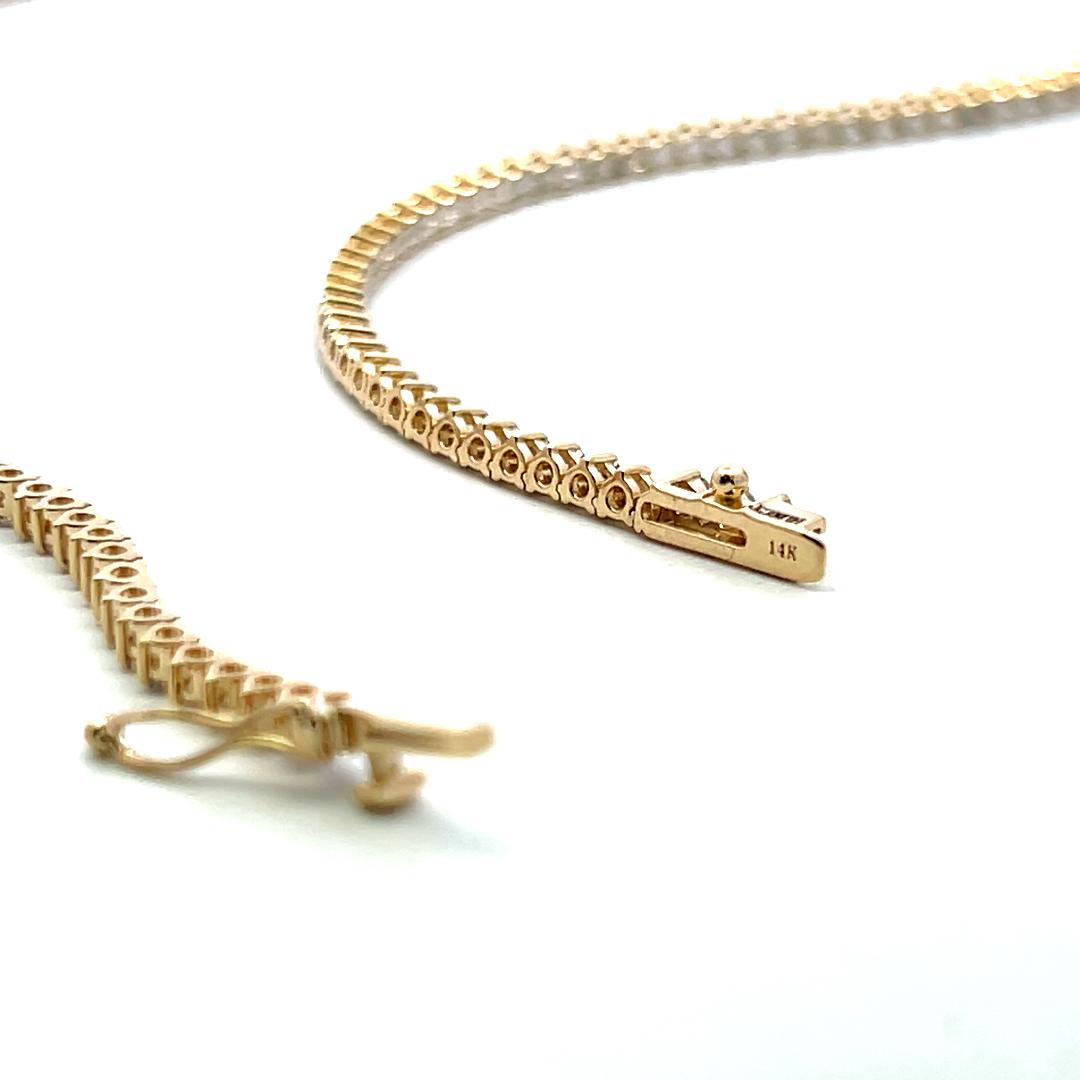 Vintage 14K Yellow Gold Riviera Necklace with 10.80 Carat Round Diamonds 17 Inch