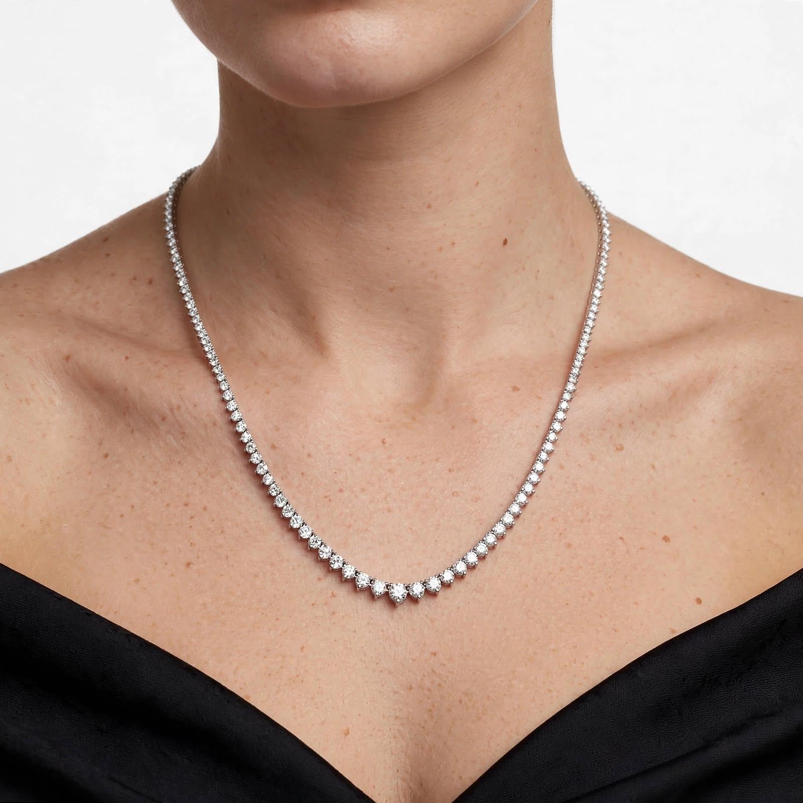 Vintage 14K Yellow Gold Riviera Necklace with 5.35 Carat Diamonds 17 Inch
