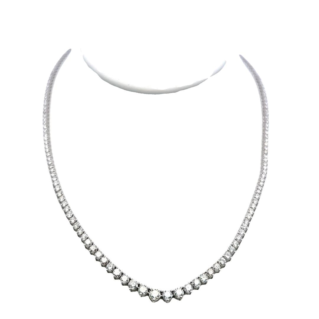 Vintage 14K Yellow Gold Riviera Necklace with 5.35 Carat Diamonds 17 Inch