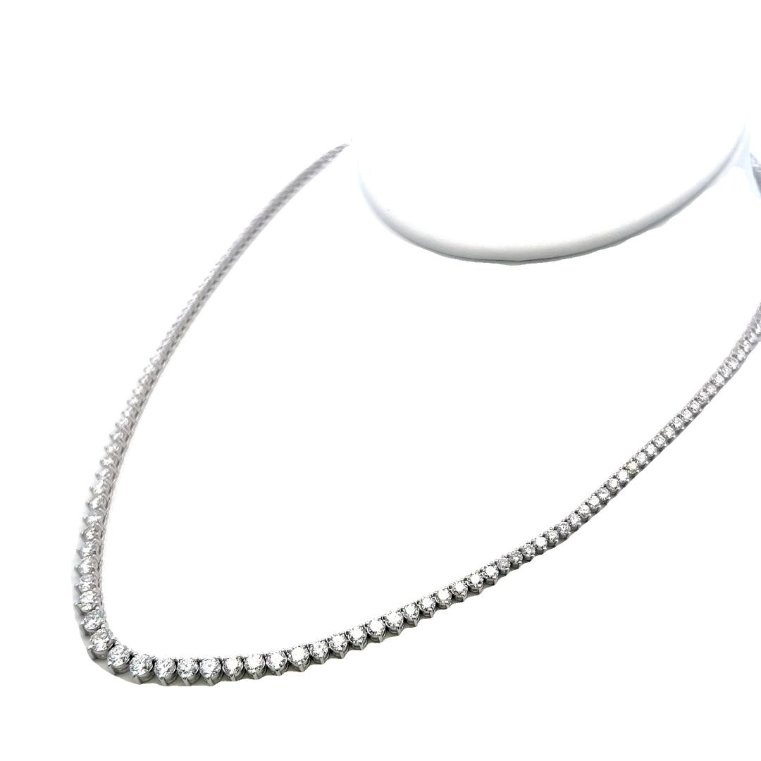 Vintage 14K Yellow Gold Riviera Necklace with 5.35 Carat Diamonds 17 Inch