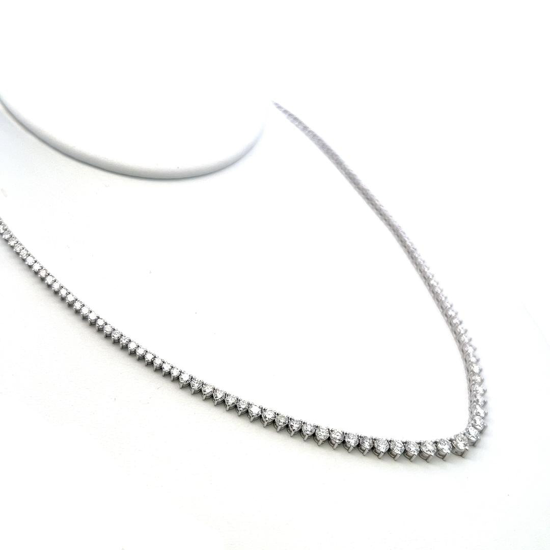 Vintage 14K Yellow Gold Riviera Necklace with 5.35 Carat Diamonds 17 Inch