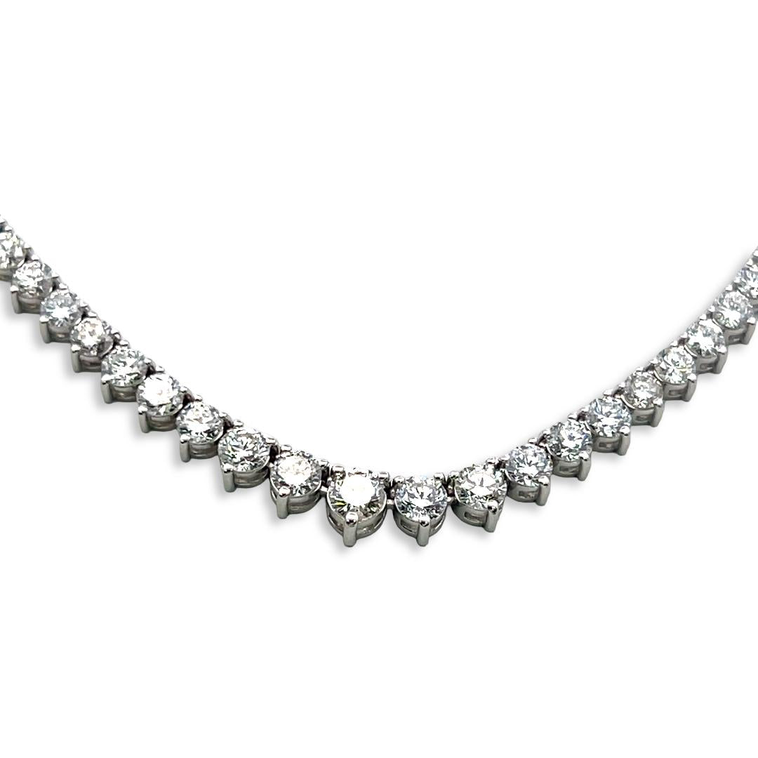 Vintage 14K Yellow Gold Riviera Necklace with 5.35 Carat Diamonds 17 Inch