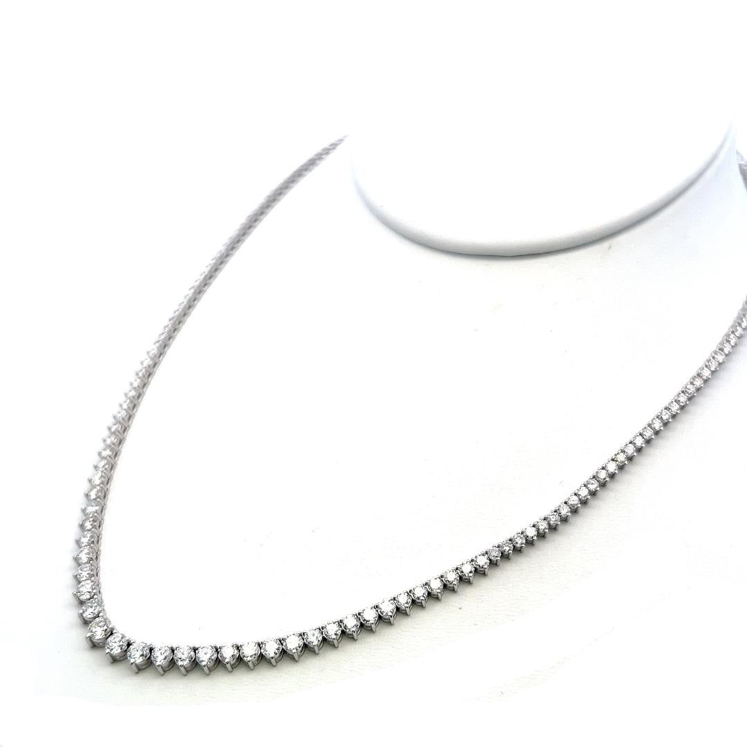 Vintage 14K Yellow Gold Riviera Necklace with 8.14 Carat Diamonds 17 Inch