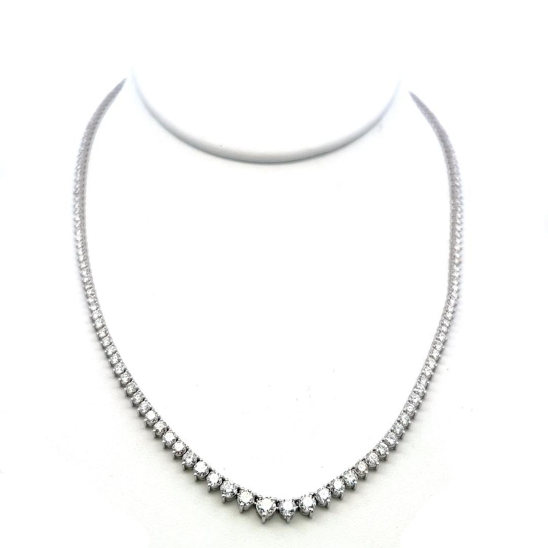 Vintage 14K Yellow Gold Riviera Necklace with 8.14 Carat Diamonds 17 Inch