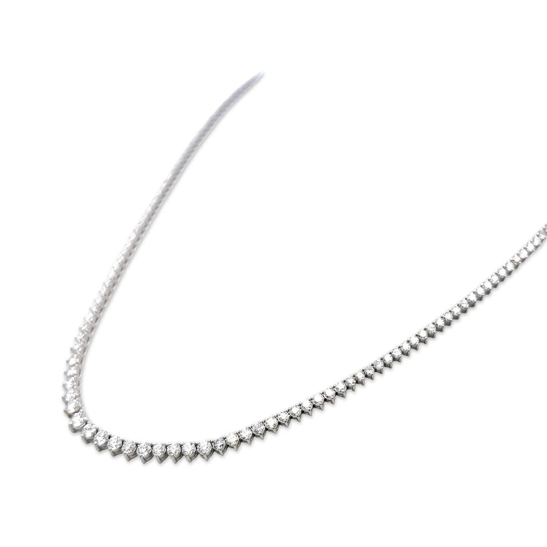Vintage 14K White Gold Riviera Necklace with 5.27ct Round G SI Diamonds 17 Inch