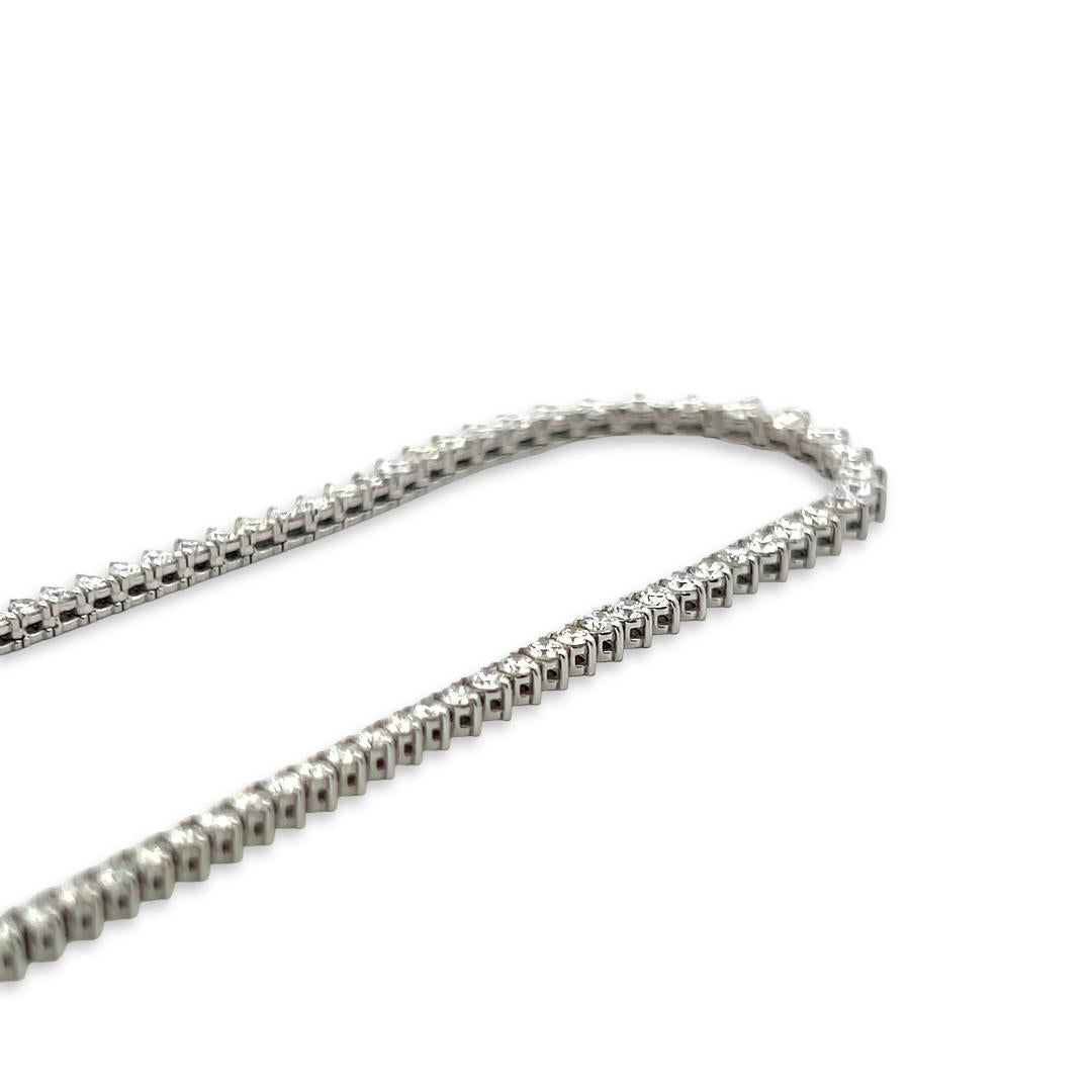 Vintage 14K White Gold Riviera Necklace with 5.27ct Round G SI Diamonds 17 Inch