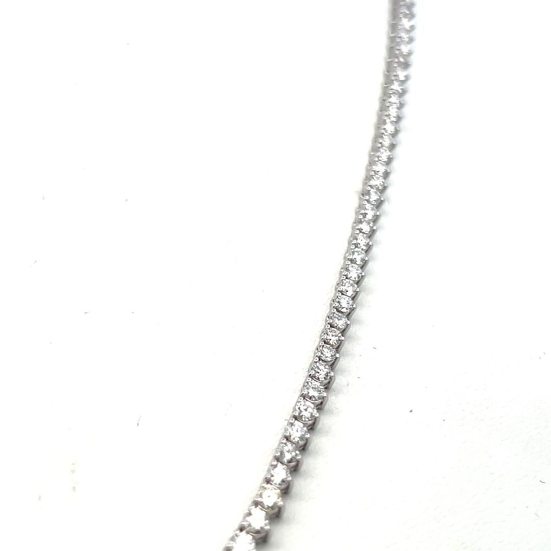 18K Yellow Gold Riviera Necklace with 7.79 Carat Round G SI Diamonds Size 17
