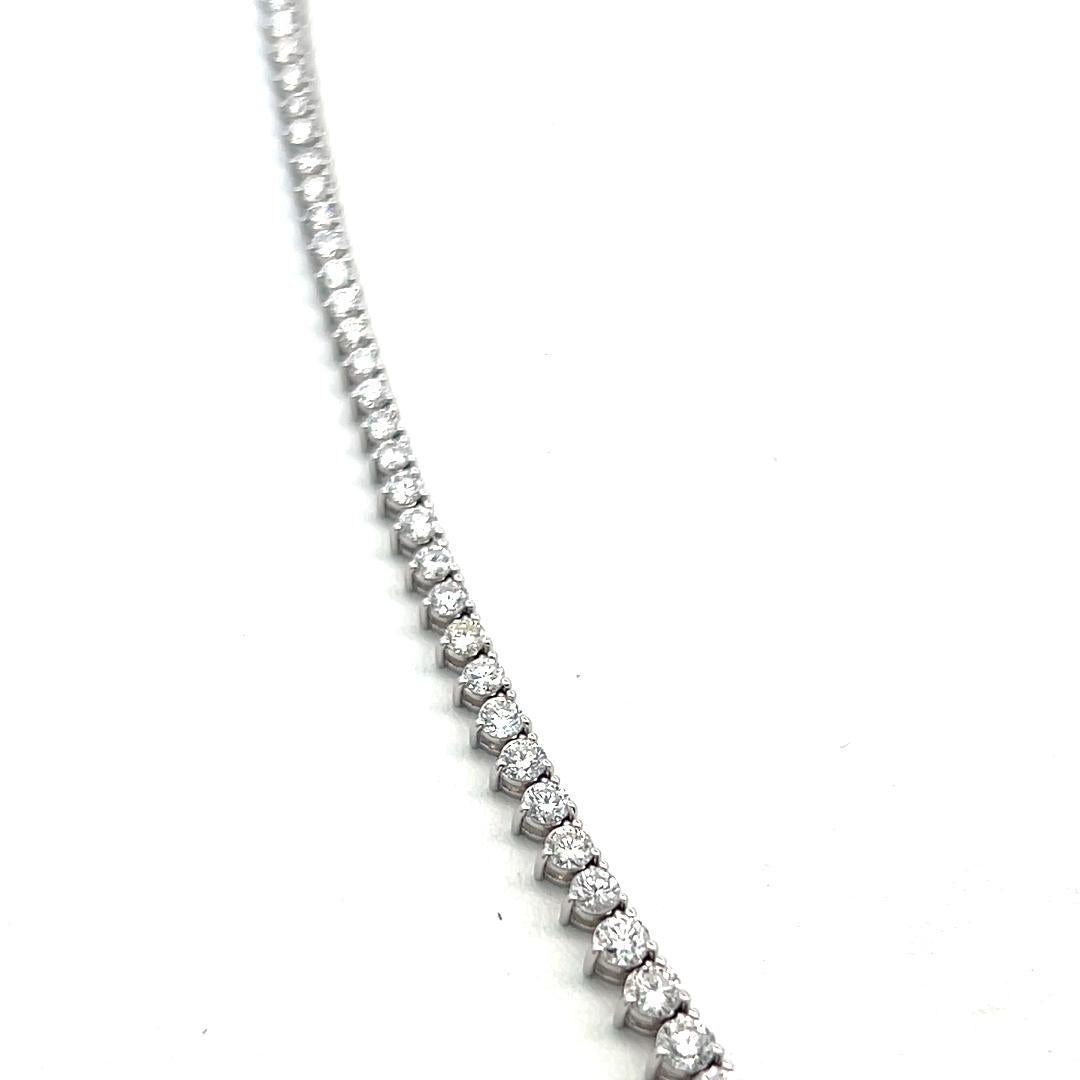 18K Yellow Gold Riviera Necklace with 7.79 Carat Round G SI Diamonds Size 17