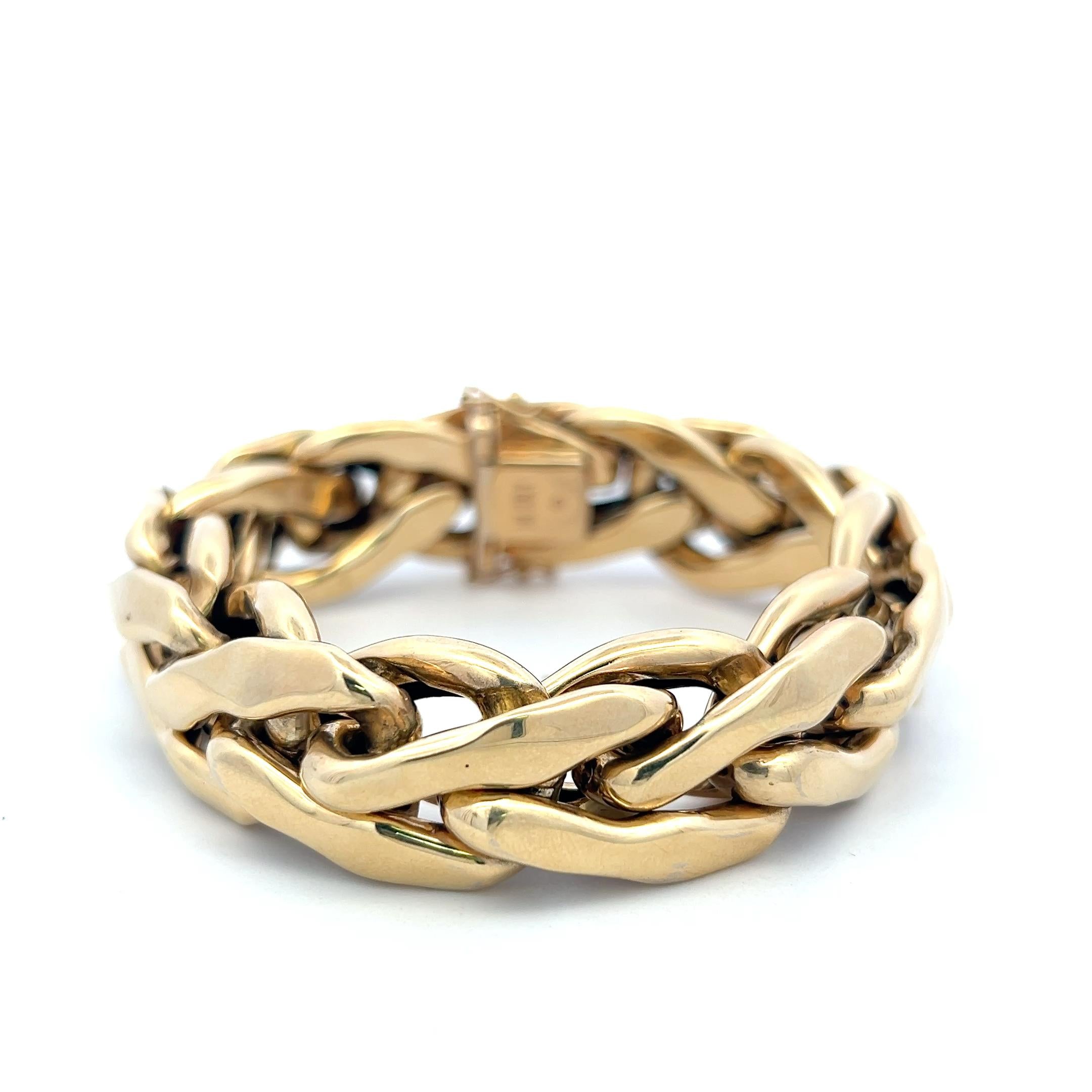 Vintage 14 Karat Yellow Gold Bold Link Bracelet 41.15 Grams