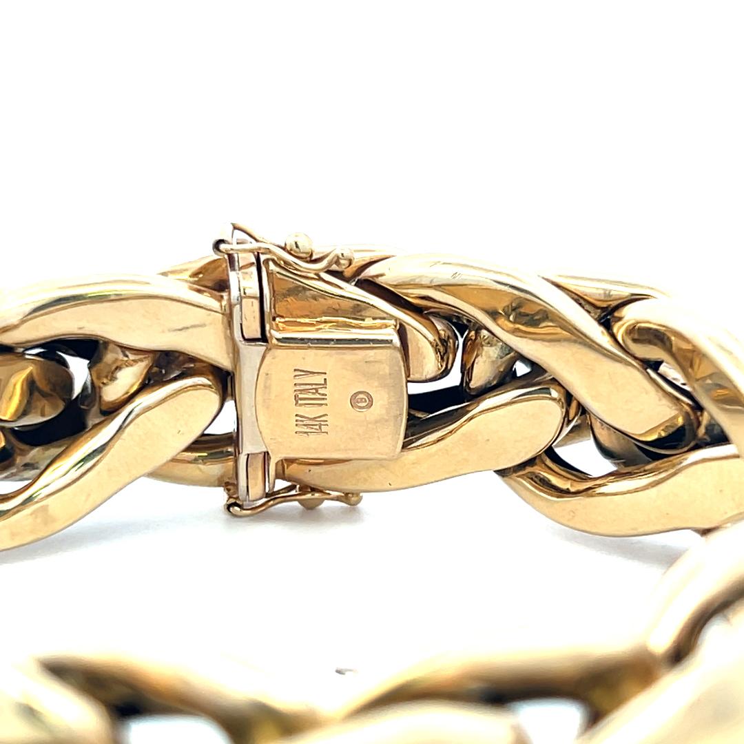 Vintage 14 Karat Yellow Gold Bold Link Bracelet 41.15 Grams