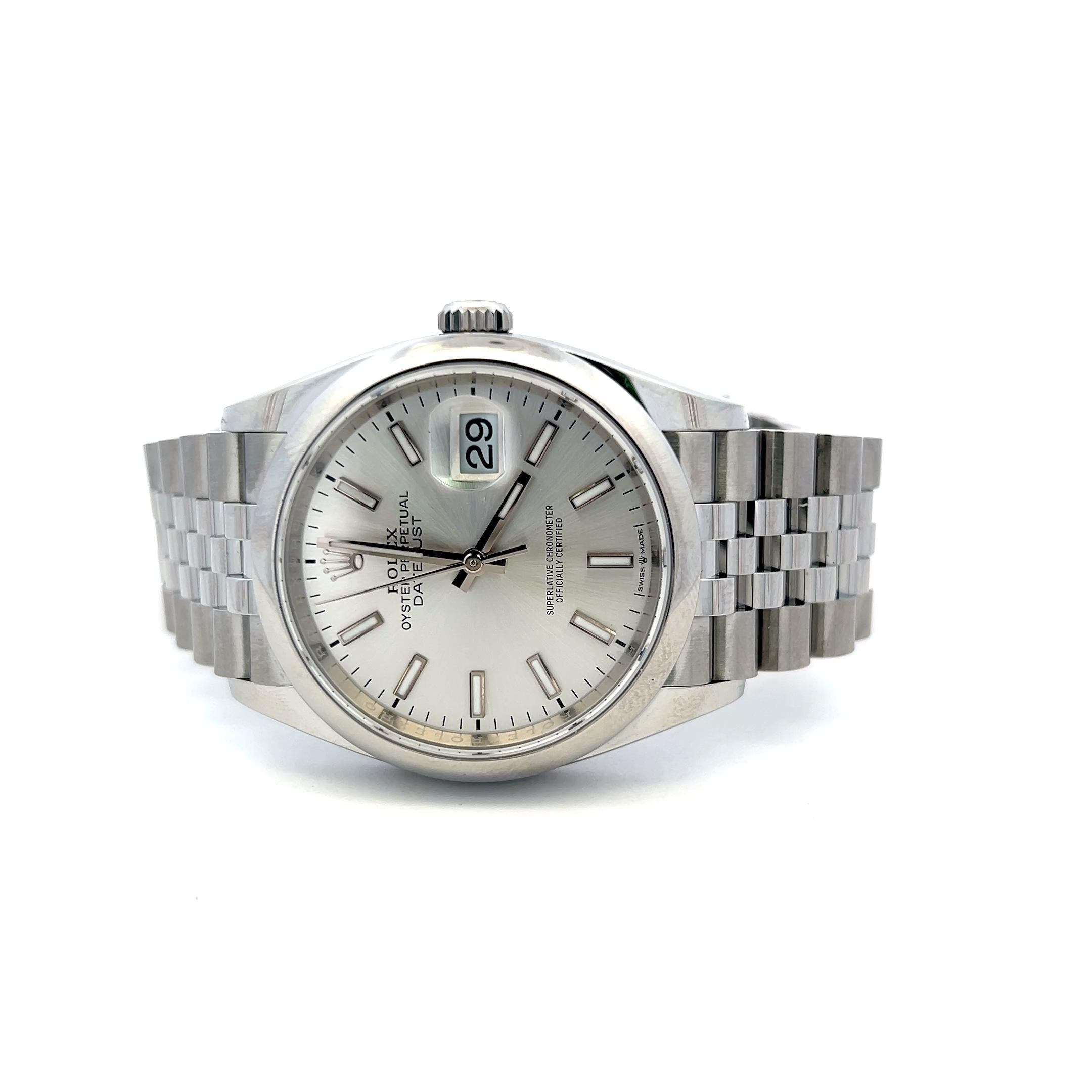 Rolex Datejust 36mm Stainless Steel Jubilee Silver Dial 126200 Wristwatch
