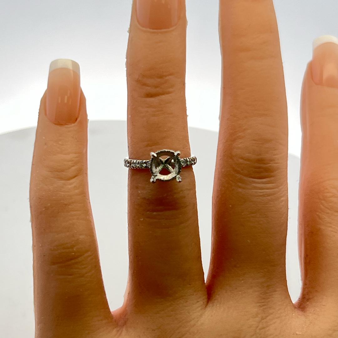 Platinum Semi Mount Ring with 0.3 Carat Round Diamonds Fits 7.30mm 1.50ct+