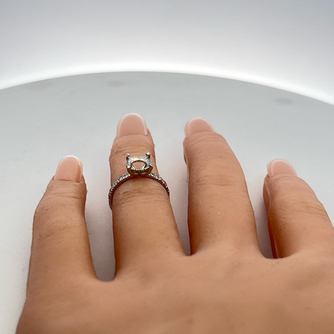 Platinum Semi Mount Ring with 0.3 Carat Round Diamonds Fits 7.30mm 1.50ct+