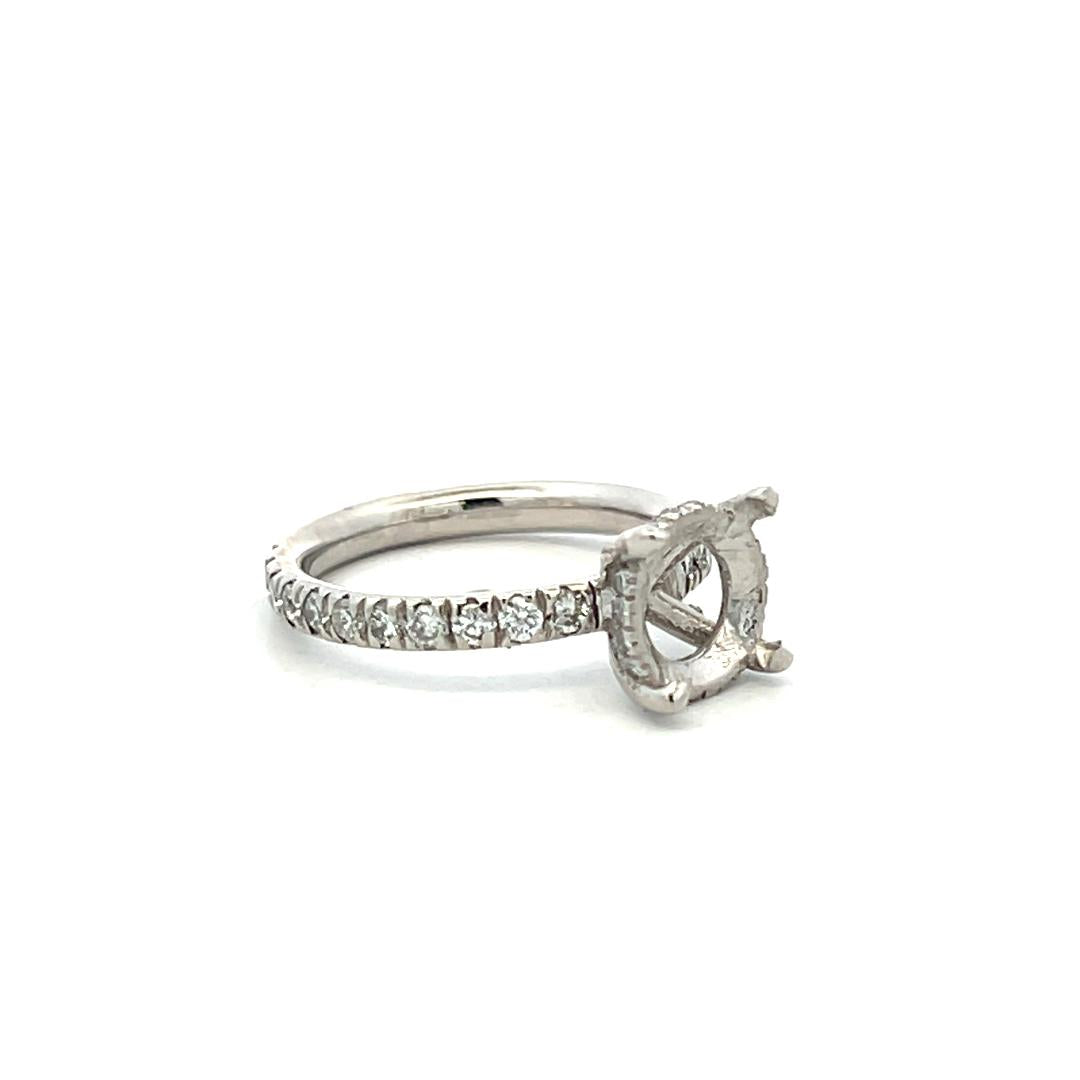 Platinum Semi Mount Ring with 0.3 Carat Round Diamonds Fits 7.30mm 1.50ct+