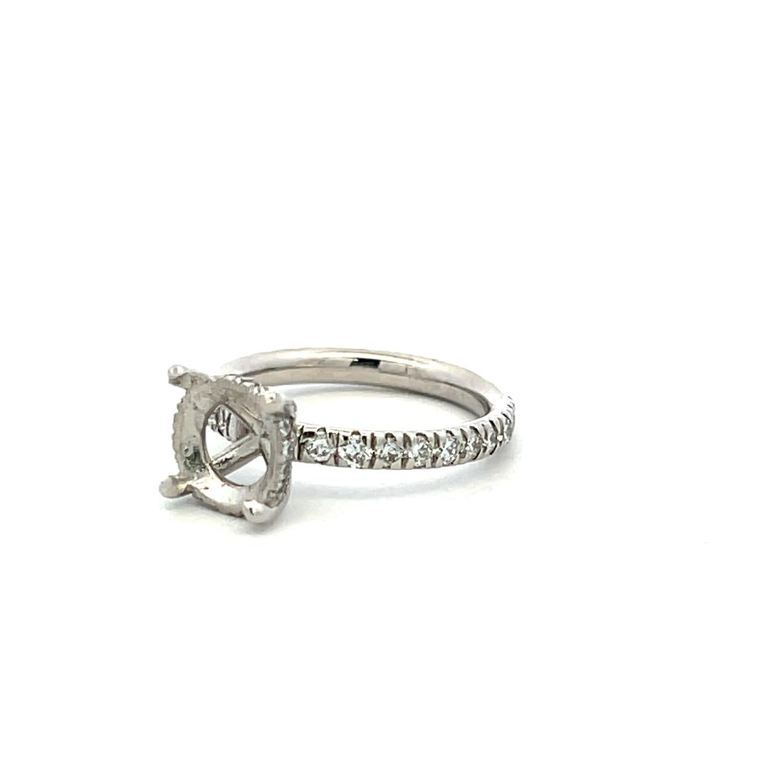 Platinum Semi Mount Ring with 0.3 Carat Round Diamonds Fits 7.30mm 1.50ct+