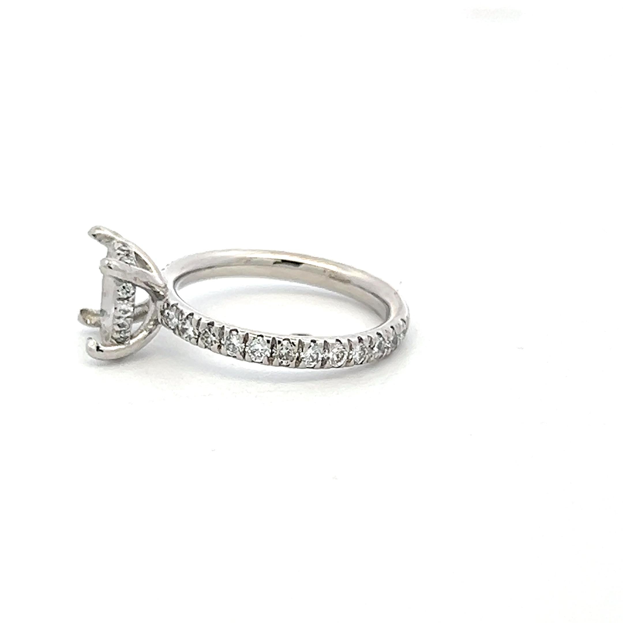Platinum Semi Mount Ring with 0.3 Carat Round Diamonds Fits 7.30mm 1.50ct+