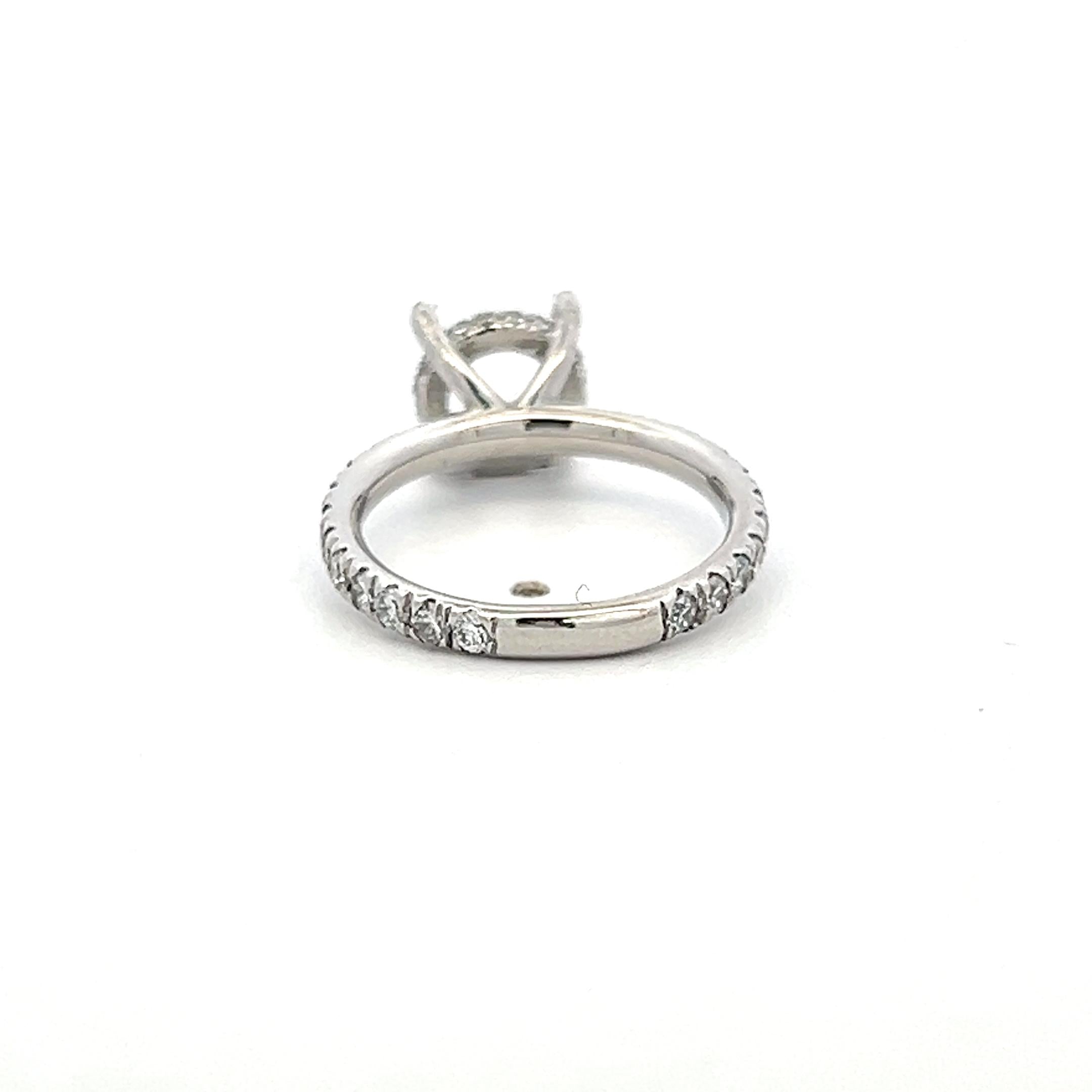 Platinum Semi Mount Ring with 0.3 Carat Round Diamonds Fits 7.30mm 1.50ct+