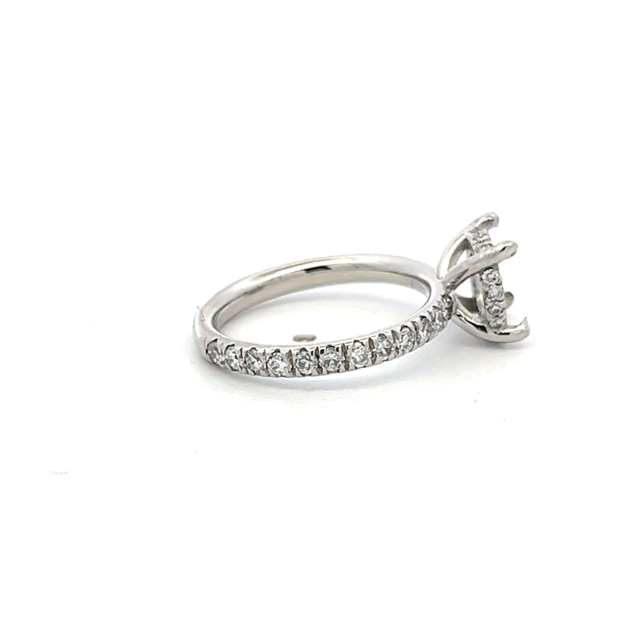 Platinum Semi Mount Ring with 0.3 Carat Round Diamonds Fits 7.30mm 1.50ct+