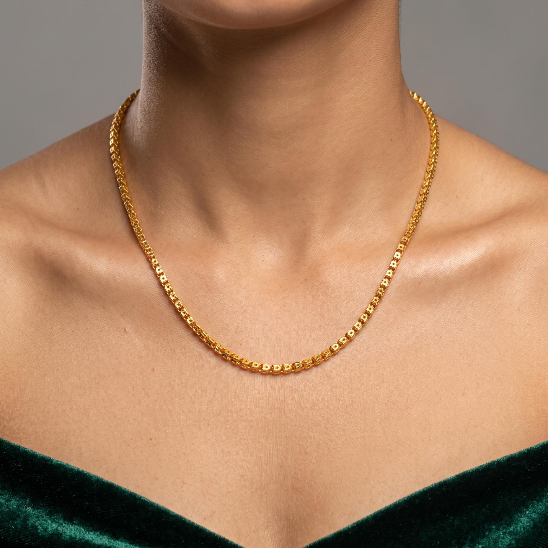 Vintage 24 Karat Yellow Gold Bold Chain Necklace 19 Inch 23.26 Grams