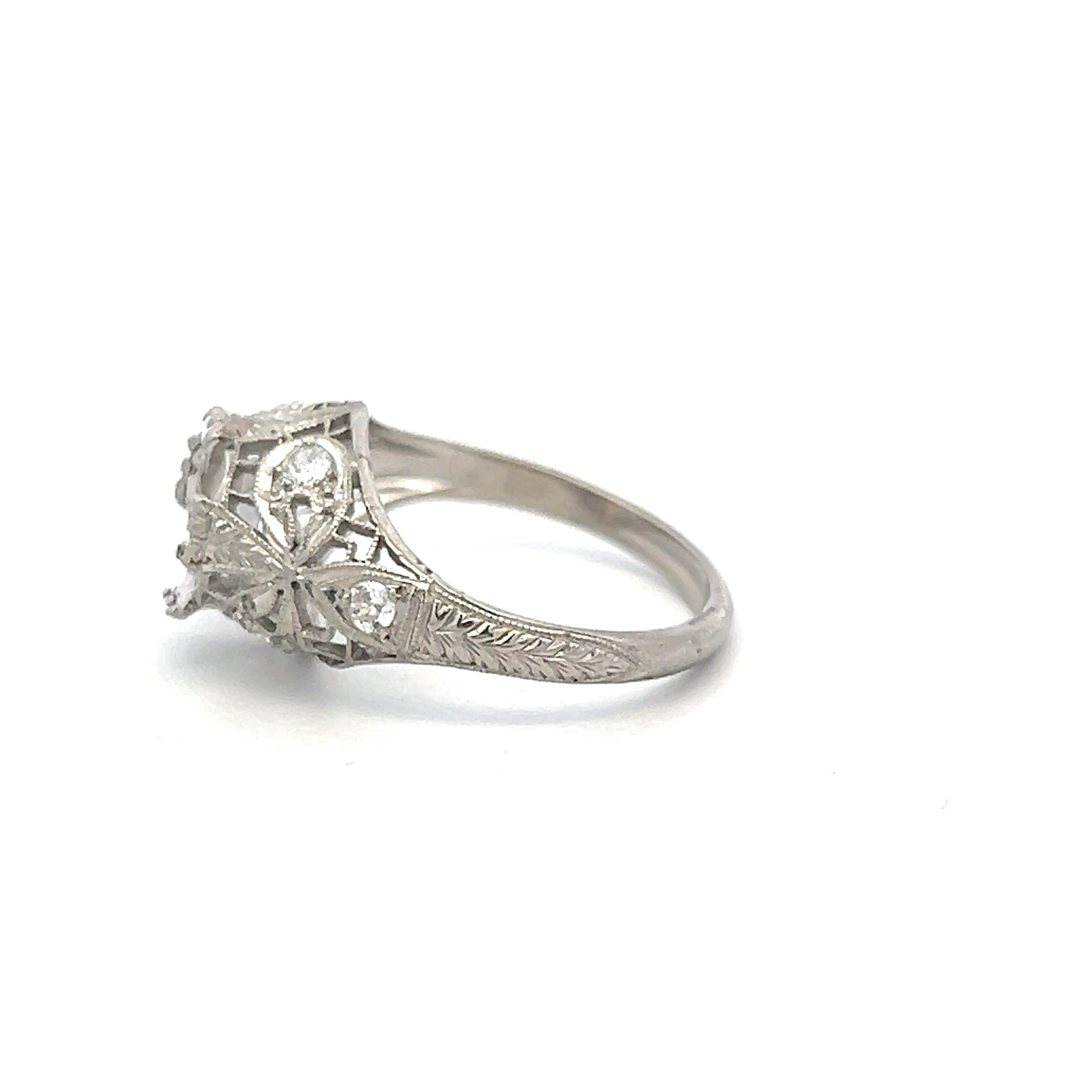 Platinum Semi Mount Ring with 0.18ct Old European Diamond Fits 7.8x7.7mm 2.25ct+