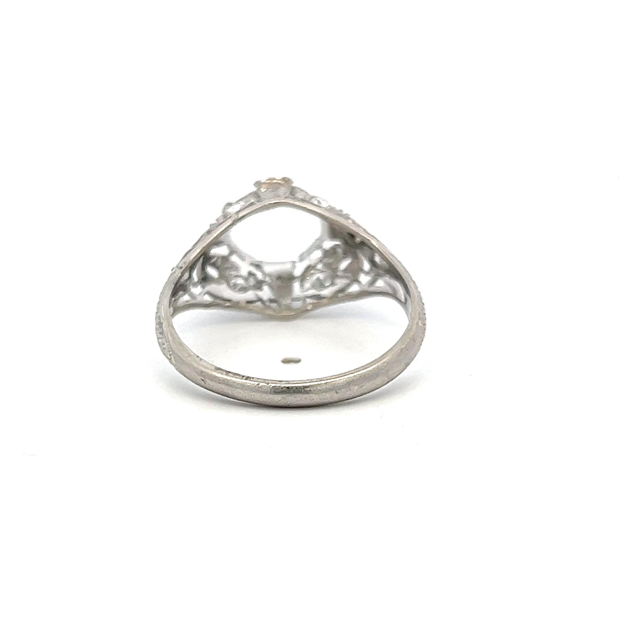 Platinum Semi Mount Ring with 0.18ct Old European Diamond Fits 7.8x7.7mm 2.25ct+