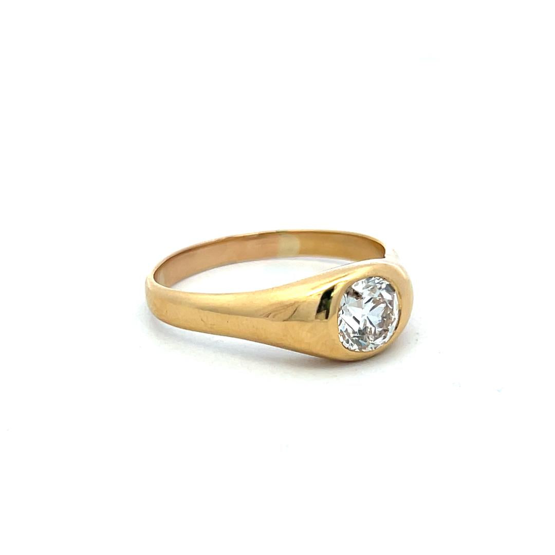 Vintage 22K Yellow Gold Engagement Ring with 1.23ct Circular Diamonds H I1 GIA