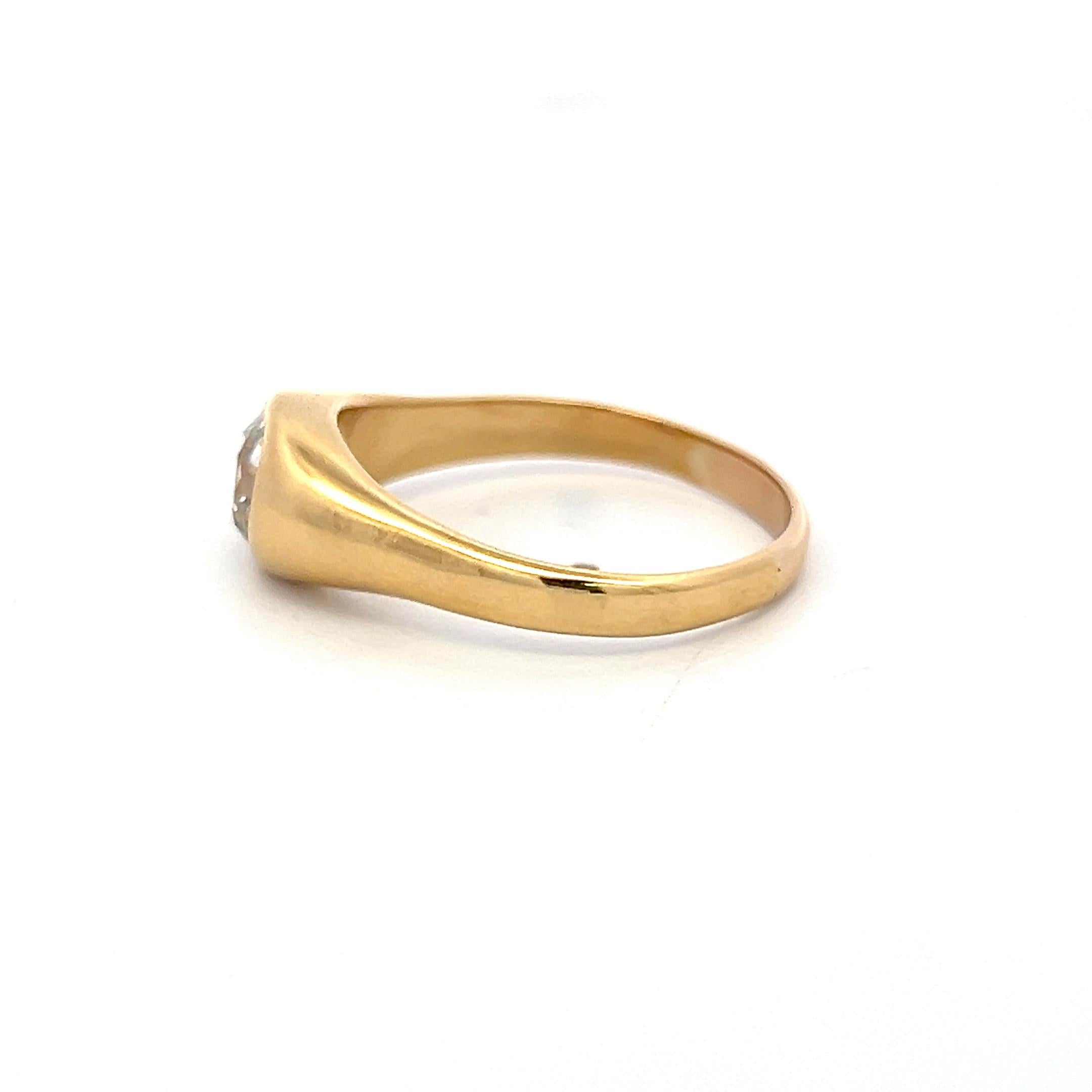 Vintage 22K Yellow Gold Engagement Ring with 1.23ct Circular Diamonds H I1 GIA
