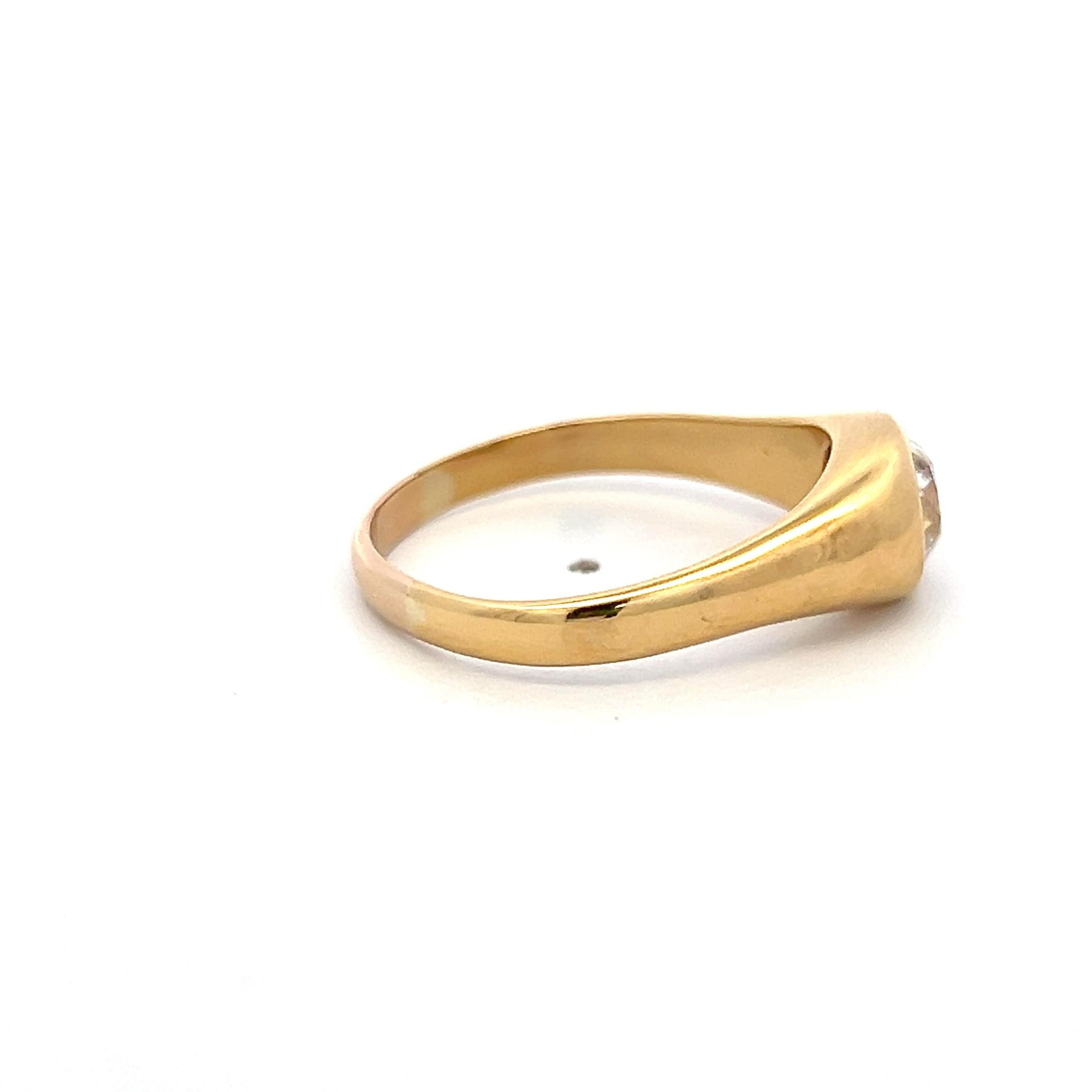 Vintage 22K Yellow Gold Engagement Ring with 1.23ct Circular Diamonds H I1 GIA